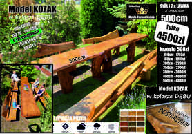 Meble ogrodowe biesiadne góralskie drewniane KOZAK wielkie zestawy do 5m
